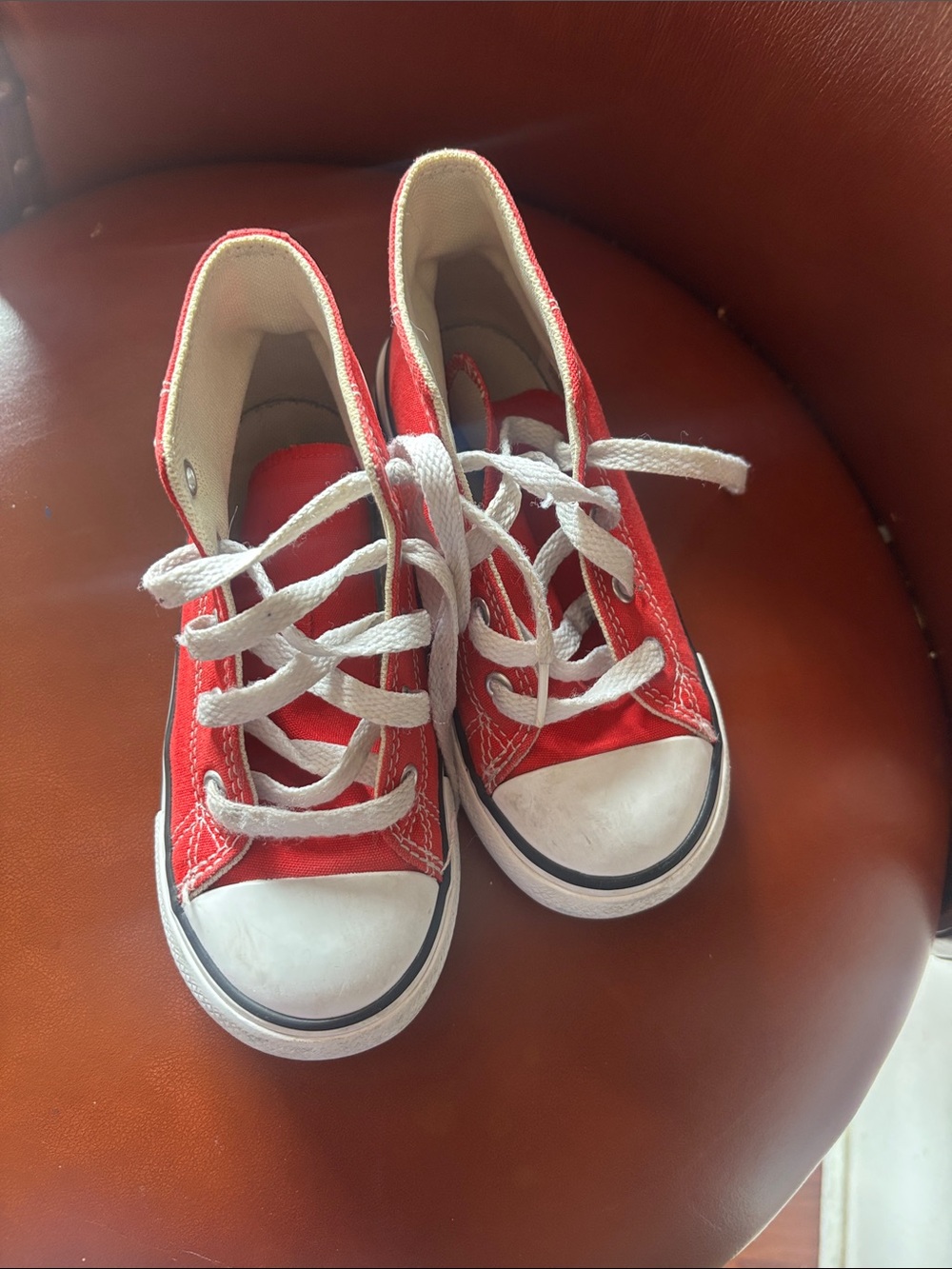 Converse Kids Red Canvas Lace-Up Sneakers with White Accents